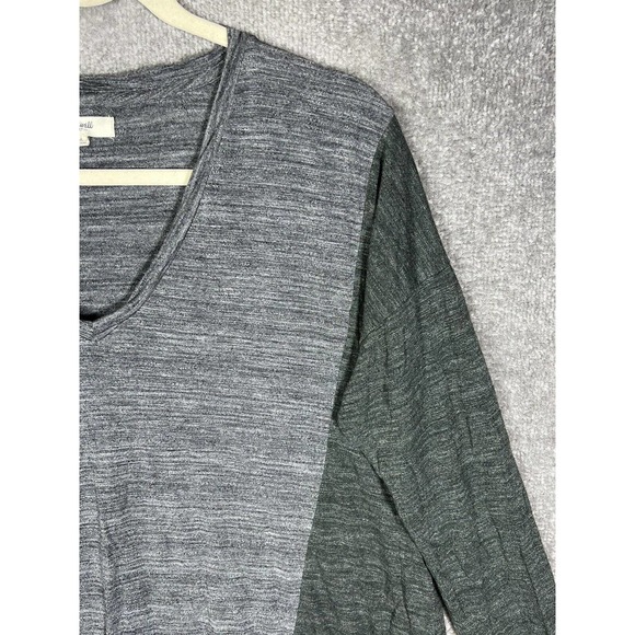 Madewell All Around Tee Shirt Top Colorblock Womens Medium Gray Green V-Neck - Picture 6 of 15